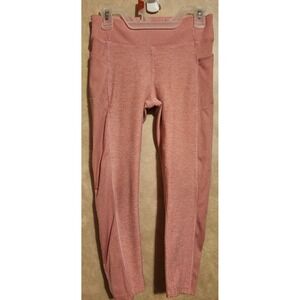 Freely‎ Girls Pink Space Dye Ribbed Side Pocket Athletic Leggings Size Medium